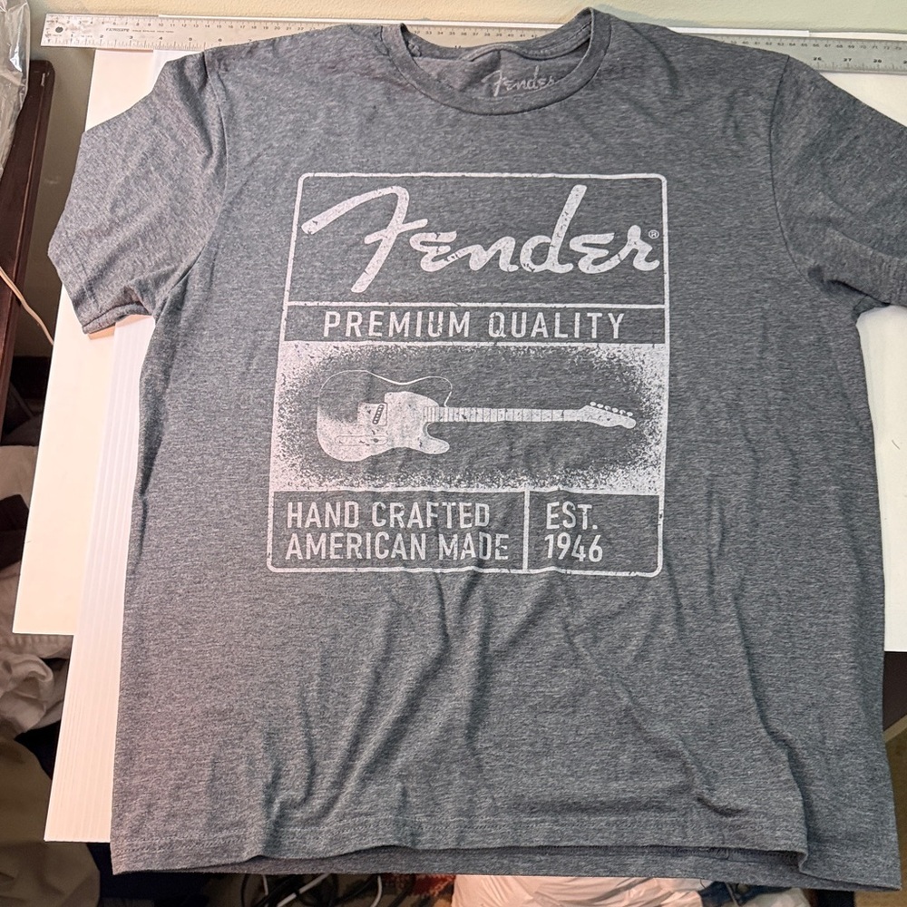 Fender Gray Graphic Short Sleeve Tee with White Logo